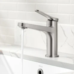 Single Handle Bathroom Faucet in Spot-Free Brushed Nickel with Pop Up Drain and Supply Lines