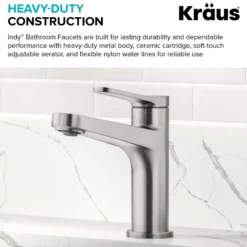 Single Handle Bathroom Faucet in Spot-Free Brushed Nickel with Pop Up Drain and Supply Lines