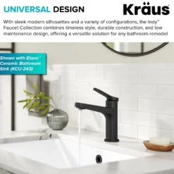 Single Handle Bathroom Faucet in Matte Black with Pop Up Drain and Supply Lines