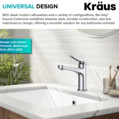 Single Handle Bathroom Faucet in Chrome with Pop Up Drain and Supply Lines