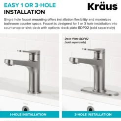 Single Handle Bathroom Faucet in Chrome with Pop Up Drain and Supply Lines