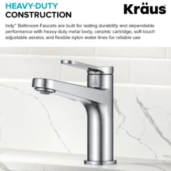 Single Handle Bathroom Faucet in Chrome with Pop Up Drain and Supply Lines
