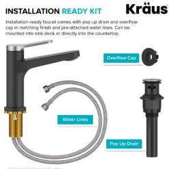 Single Handle Bathroom Faucet in Spot-Free Brushed Nickel / Matte Black with Pop Up Drain and Supply Lines