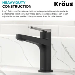 Single Handle Bathroom Faucet in Spot-Free Brushed Nickel / Matte Black with Pop Up Drain and Supply Lines