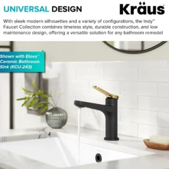 Single Handle Bathroom Faucet in Spot-Free Brushed Brass / Matte Black with Pop Up Drain and Supply Lines