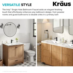 Single Handle Bathroom Faucet in Spot-Free Brushed Brass / Matte Black with Pop Up Drain and Supply Lines