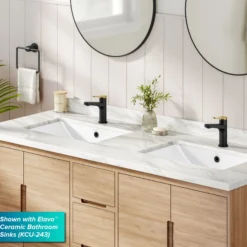 Single Handle Bathroom Faucet in Spot-Free Brushed Brass / Matte Black with Pop Up Drain and Supply Lines