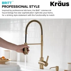 Single Handle Commercial Style Kitchen Faucet in Spot Free Antique Champagne Bronze