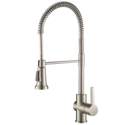 Single Handle Commercial Style Kitchen Faucet in Spot Free Stainless Steel Finish