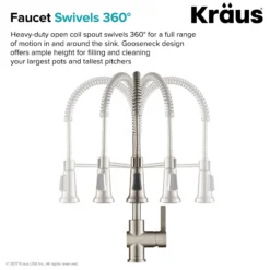 Single Handle Commercial Style Kitchen Faucet in Spot Free Stainless Steel Finish