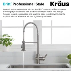 Single Handle Commercial Style Kitchen Faucet in Spot Free Stainless Steel Finish