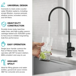 Single Handle Drinking Water Filter Faucet for Reverse Osmosis or Water Filtration System in Matte Black