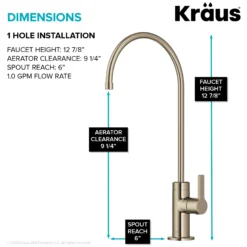 Single Handle Drinking Water Filter Faucet for Reverse Osmosis or Water Filtration System in Spot-Free Antique Champagne Bronze
