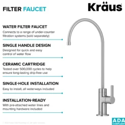 Single Handle Drinking Water Filter Faucet for Reverse Osmosis or Water Filtration System in Spot-Free Stainless Steel