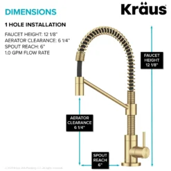 Single Handle Drinking Water Filter Faucet for Reverse Osmosis or Water Filtration System in Brushed Brass