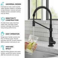 Single Handle Drinking Water Filter Faucet for Reverse Osmosis or Water Filtration System in Matte Black