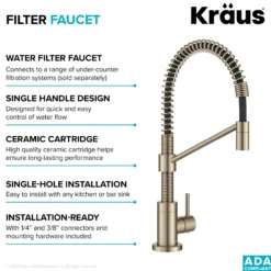 Single Handle Drinking Water Filter Faucet for Reverse Osmosis or Water Filtration System in Spot-Free Antique Champagne Bronze