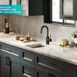 Single Handle Kitchen Bar Faucet with QuickDock Top Mount Installation Assembly in Matte Black