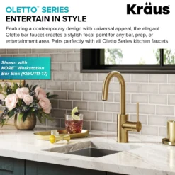 Single Handle Kitchen Bar Faucet with QuickDock Top Mount Installation Assembly in Spot Free Antique Champagne Bronze
