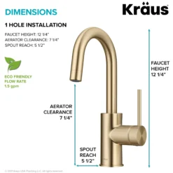 Single Handle Kitchen Bar Faucet with QuickDock Top Mount Installation Assembly in Spot Free Antique Champagne Bronze