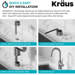 Single Handle Kitchen Bar Faucet with QuickDock Top Mount Installation Assembly in Spot Free Stainless Steel