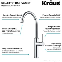Single Handle Kitchen Bar Faucet in Chrome