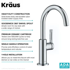 Single Handle Kitchen Bar Faucet in Chrome