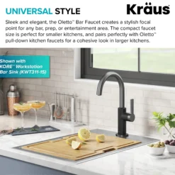 Single Handle Kitchen Bar Faucet in Matte Black / Spot Free Black Stainless Steel
