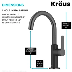 Single Handle Kitchen Bar Faucet in Matte Black / Spot Free Black Stainless Steel