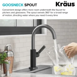 Single Handle Kitchen Bar Faucet in Matte Black / Spot Free Black Stainless Steel