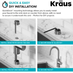 Single Handle Kitchen Bar Faucet with QuickDoc Top Mount Assembly in Brushed Brass