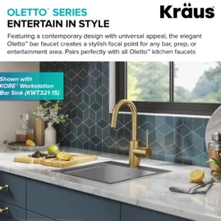 Single Handle Kitchen Bar Faucet with QuickDoc Top Mount Assembly in Brushed Brass