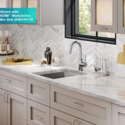 Single Handle Kitchen Bar Faucet with QuickDock Top Mount Installation Assembly in Chrome