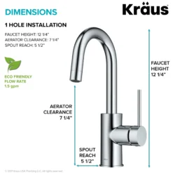 Single Handle Kitchen Bar Faucet with QuickDock Top Mount Installation Assembly in Chrome