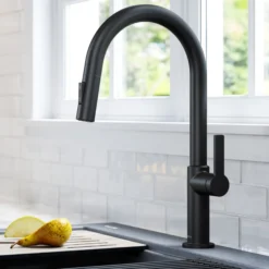 Single Handle Pull Down Kitchen Faucet in Matte Black