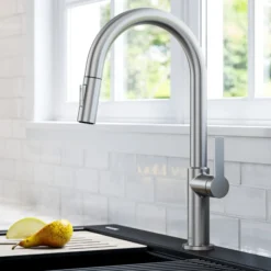 Single Handle Pull Down Kitchen Faucet in Spot Free Stainless Steel
