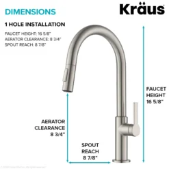 Single Handle Pull Down Kitchen Faucet in Spot Free Stainless Steel