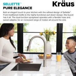 Single Handle Pull Down Kitchen Faucet with Deck Plate and Soap Dispenser in all-Brite Spot Free Stainless Steel