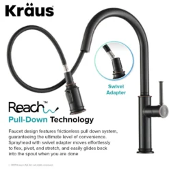 Single Handle Pull Down Kitchen Faucet with Deck Plate and Soap Dispenser in Oil Rubbed Bronze