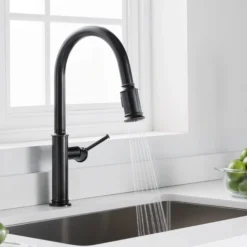 Single Handle Pull Down Kitchen Faucet with Deck Plate and Soap Dispenser in Oil Rubbed Bronze