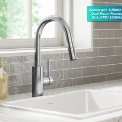 Single Handle Pull Down Kitchen Faucet with QuickDock Top Mount Installation Assembly in Chrome