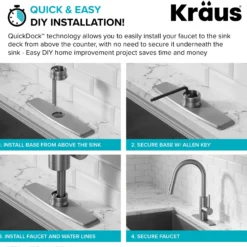 Single Handle Pull Down Kitchen Faucet with QuickDock Top Mount Installation Assembly in Chrome
