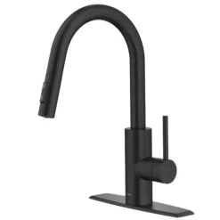 Single Handle Pull Down Kitchen Faucet with QuickDock Top Mount Installation Assembly in Matte Black