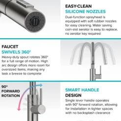 Single Handle Pull Down Kitchen Faucet with QuickDock Top Mount Installation Assembly in Matte Black