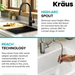 Single Handle Pull Down Kitchen Faucet with QuickDock Top Mount Installation Assembly in Matte Black