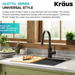Single Handle Pull Down Kitchen Faucet with QuickDock Top Mount Installation Assembly in Matte Black