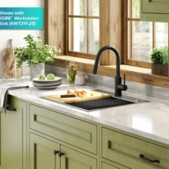 Single Handle Pull Down Kitchen Faucet with QuickDock Top Mount Installation Assembly in Matte Black