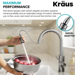 Single Handle Pull Down Kitchen Faucet with QuickDock Top Mount Installation Assembly in Matte Black
