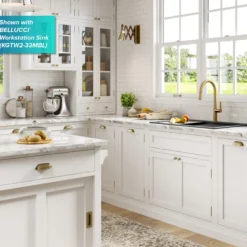 Single Handle Pull Down Kitchen Faucet in Spot-Free Brushed Brass