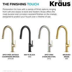Single Handle Pull Down Kitchen Faucet in Spot-Free Brushed Brass